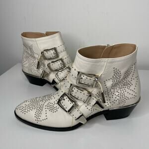 Chloe Suzanna Cloudy White Ankle Booties 36.5